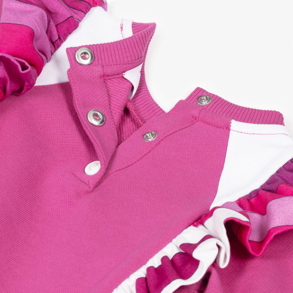 PUCCI-Girls Bright Pink Sweatshirt with Fish Motif & Marmo Print | Childrensalon