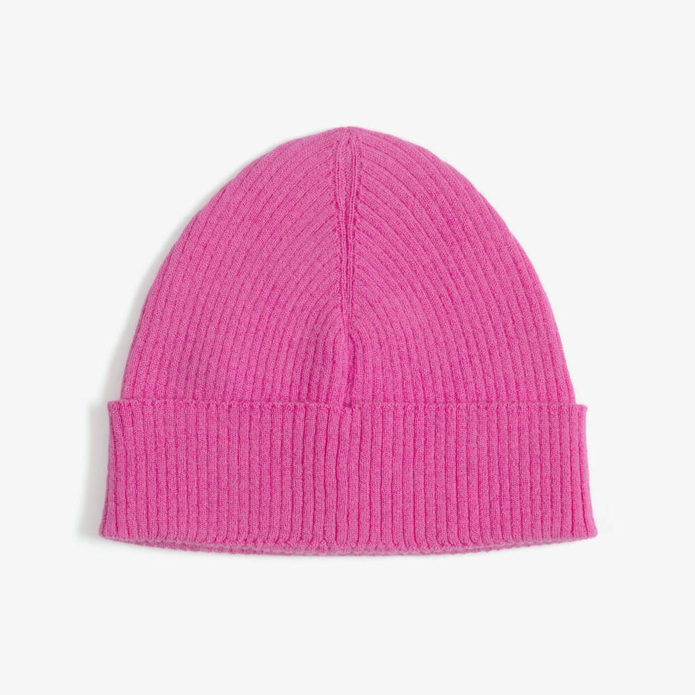 PUCCI-Girls Bright Pink Wool & Cashmere Beanie Hat | Childrensalon