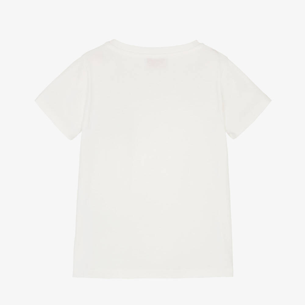 PUCCI-Girls Ivory Cotton Iride Logo T-Shirt | Childrensalon