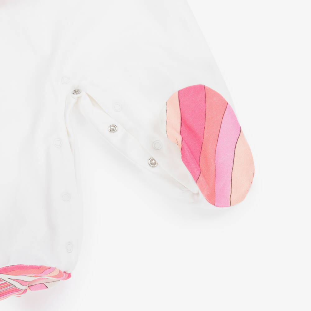 PUCCI-Girls Ivory & Pink Cotton Iride Babysuit Set | Childrensalon