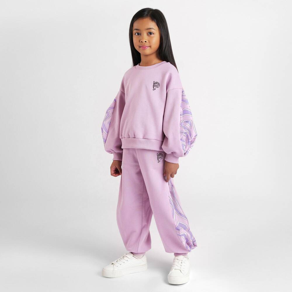 PUCCI-Girls Lavender Labirinto Trim Cotton Joggers | Childrensalon