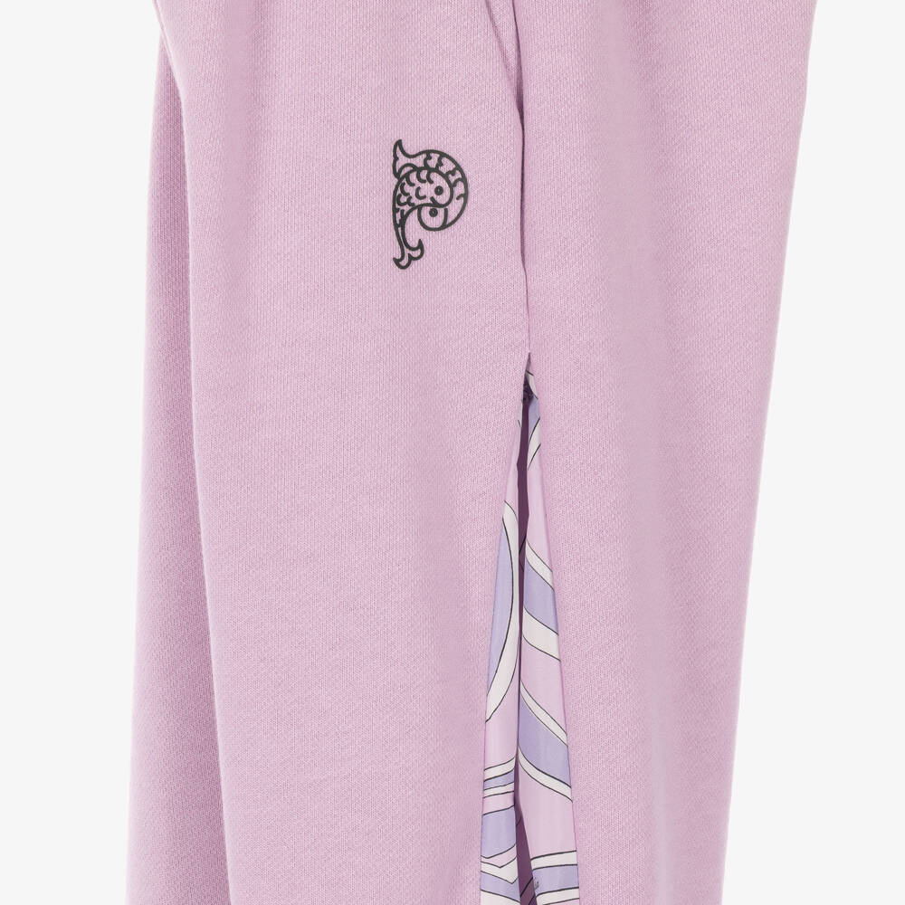 PUCCI-Girls Lilac Labirinto Trim Cotton Joggers | Childrensalon