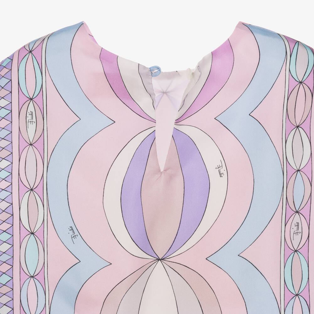 PUCCI-Girls Lilac & Pink Collane Print Silk Blouse | Childrensalon