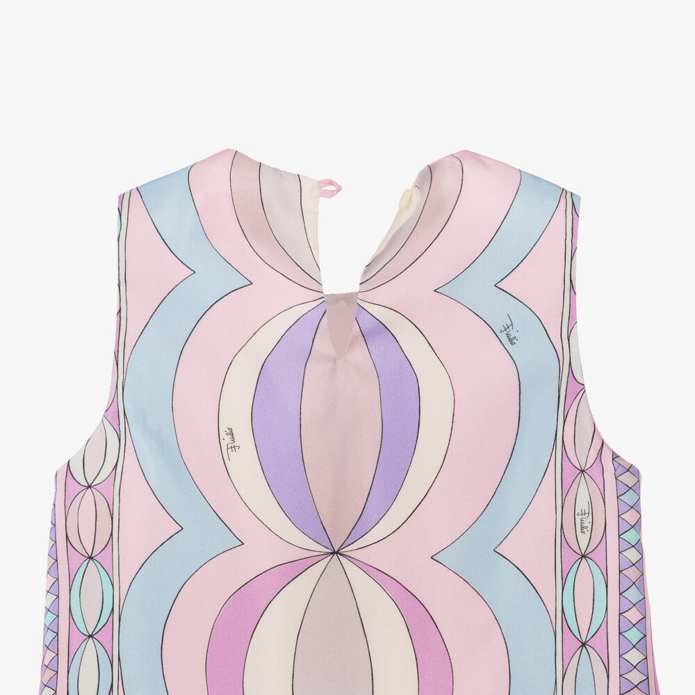 PUCCI-Girls Lilac & Pink Collane Print Silk Dress | Childrensalon