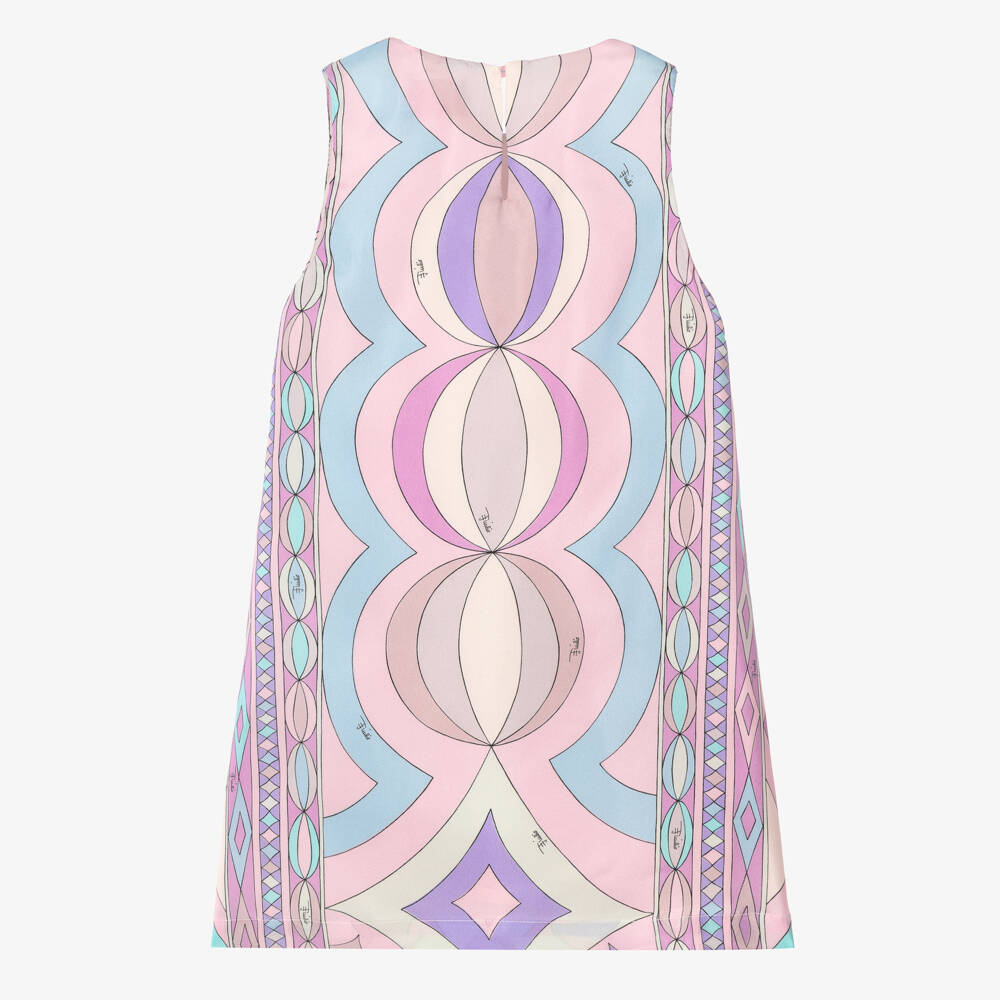 PUCCI-Girls Lilac & Pink Collane Print Silk Dress | Childrensalon