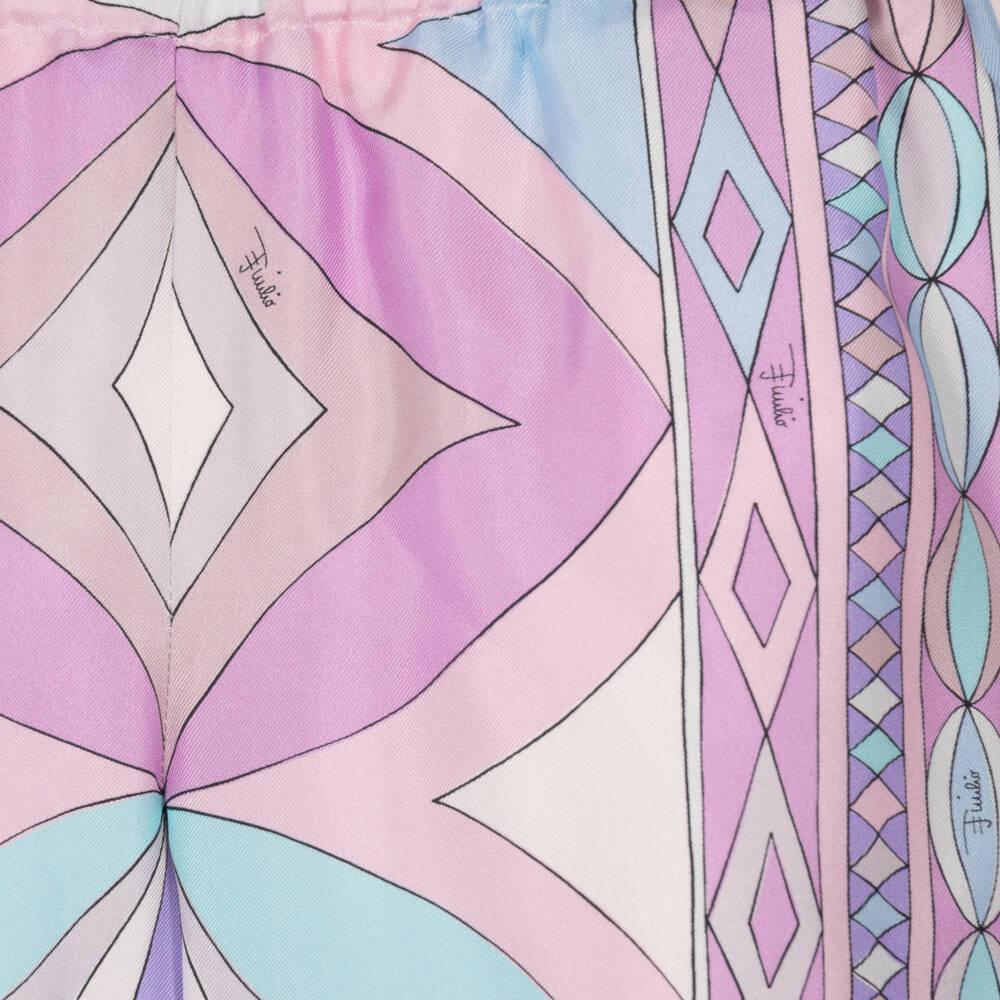 PUCCI-Girls Lilac & Pink Collane Print Silk Trousers | Childrensalon
