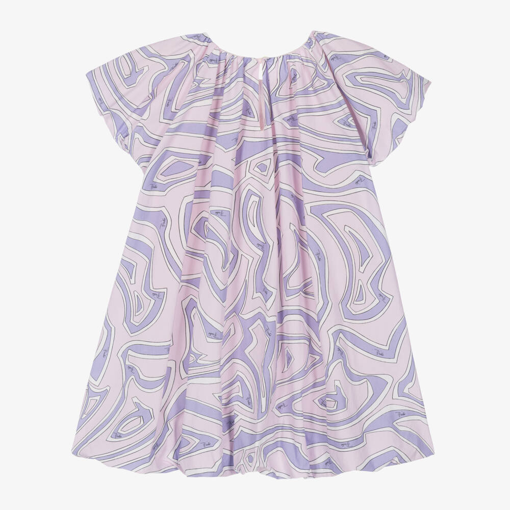 PUCCI-Girls Lilac & Pink Marmo Print Cotton Dress | Childrensalon