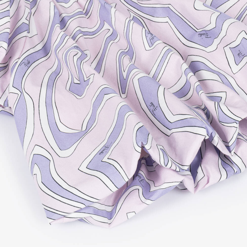 PUCCI-Girls Lilac & Pink Marmo Print Puffed Sleeve Blouse | Childrensalon