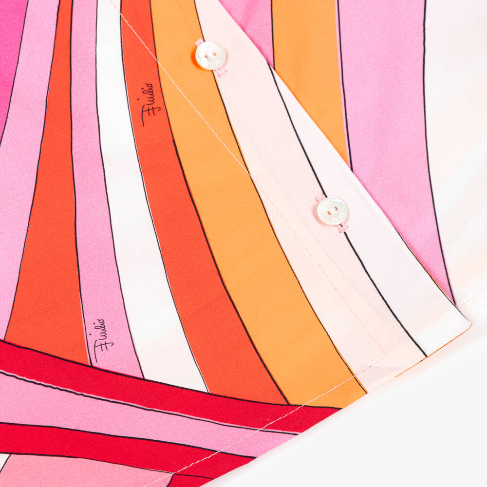 PUCCI-Girls Orange & Pink Iride Print Sleeveless Cotton Blouse | Childrensalon