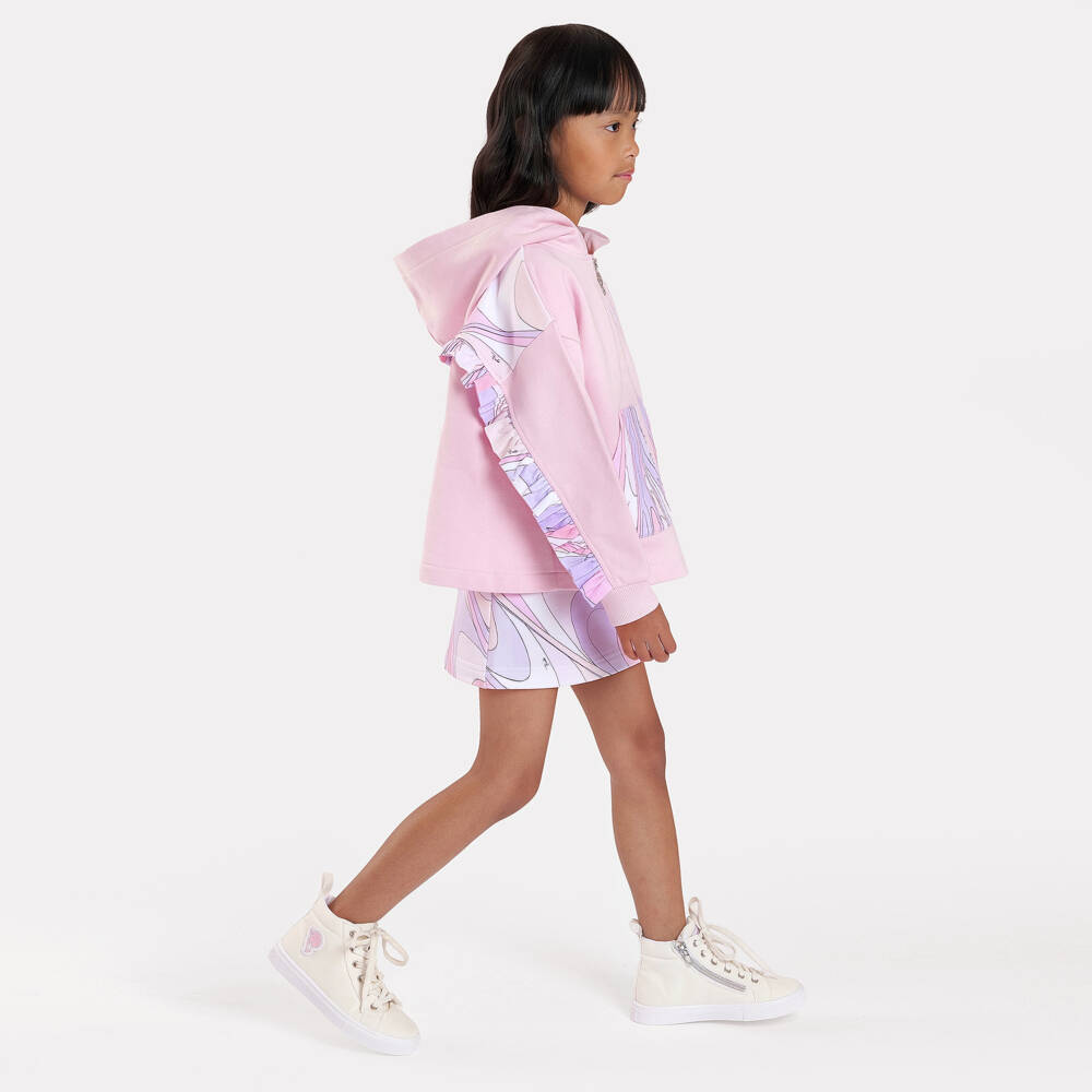 PUCCI-توب بسحاب بغطاء رأس قطن لون زهري فاتح للبنات | Childrensalon