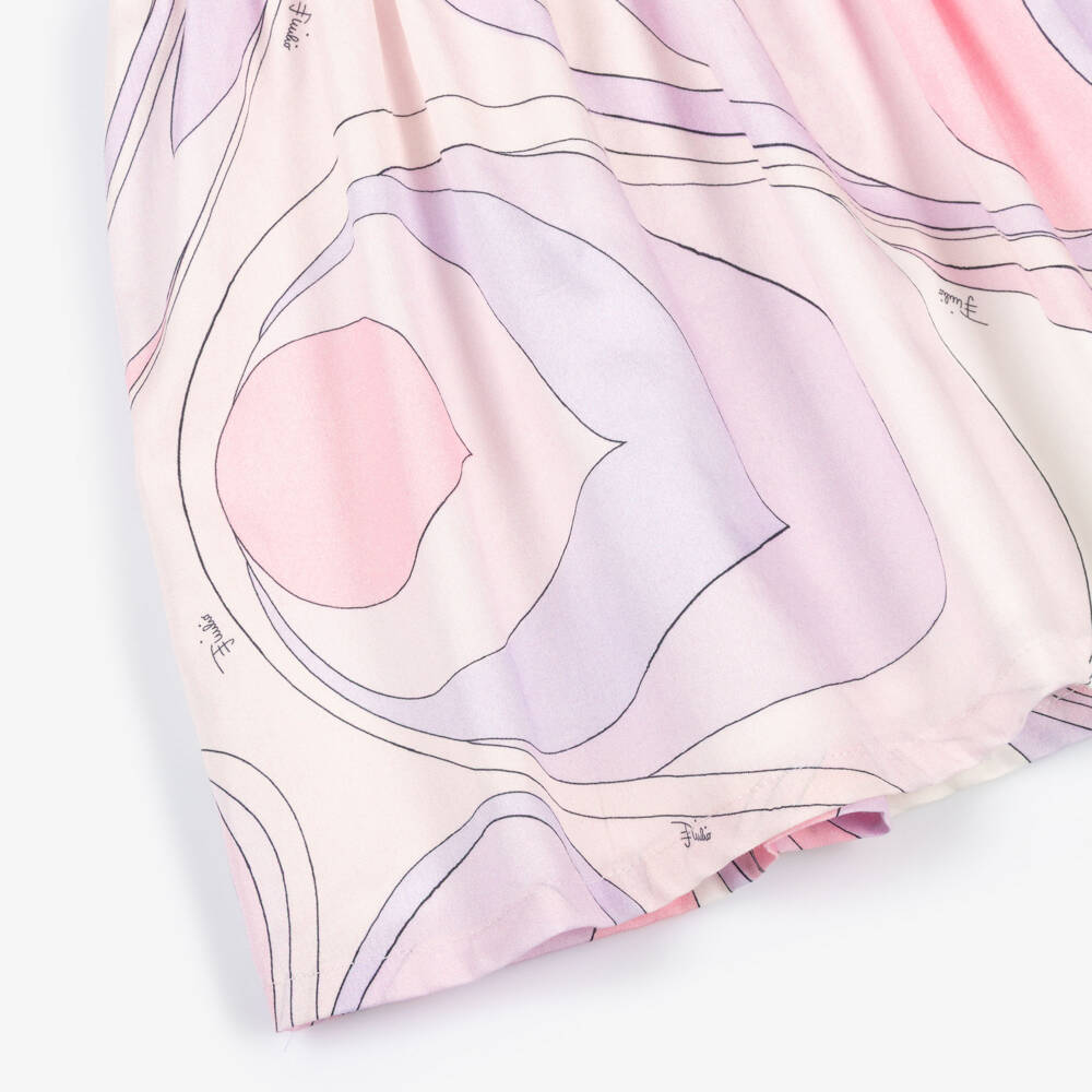 PUCCI-Girls Pastel Pink Cotton Onde Print Dress | Childrensalon