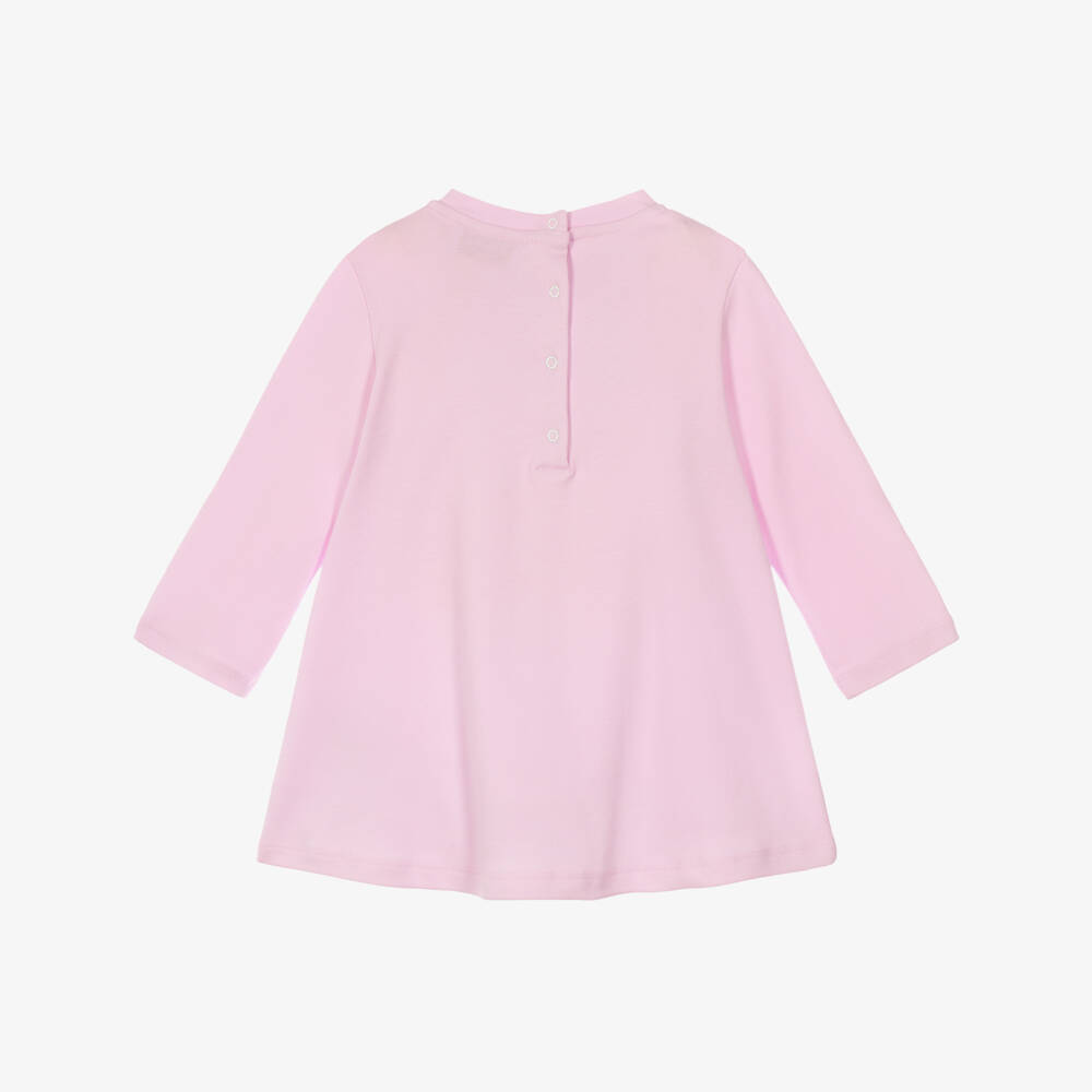 PUCCI-Girls Pink Cotton Jersey Dress with Orchidee Print Ruffles | Childrensalon