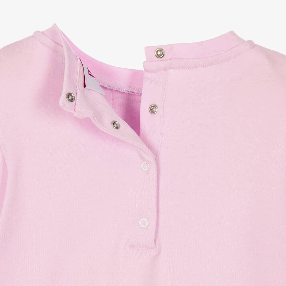 PUCCI-Girls Pink Cotton Jersey Dress with Orchidee Print Ruffles | Childrensalon