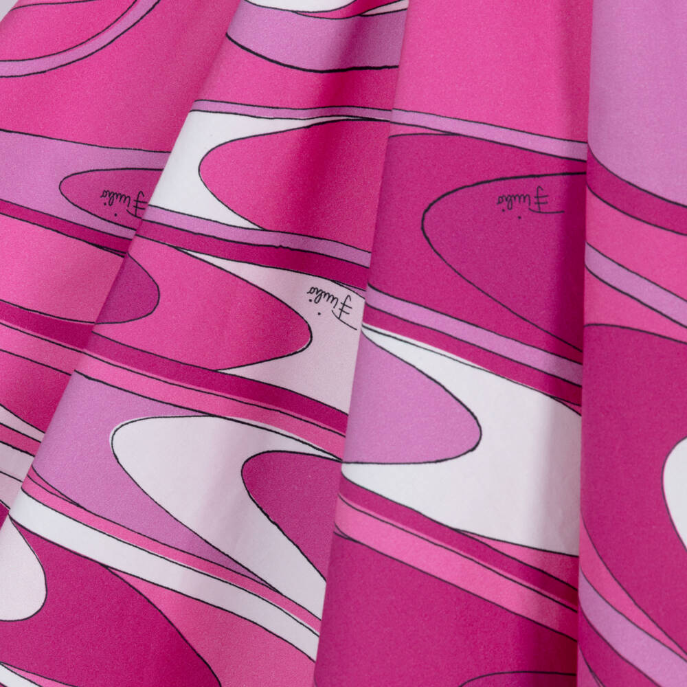 PUCCI-Girls Pink Cotton Marmo Print Asymmetrical Dress | Childrensalon