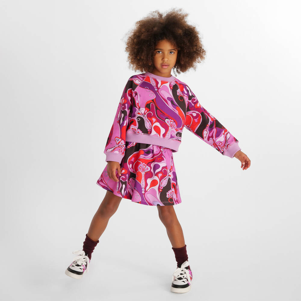 PUCCI-Girls Pink Cotton Orchidee Skirt | Childrensalon