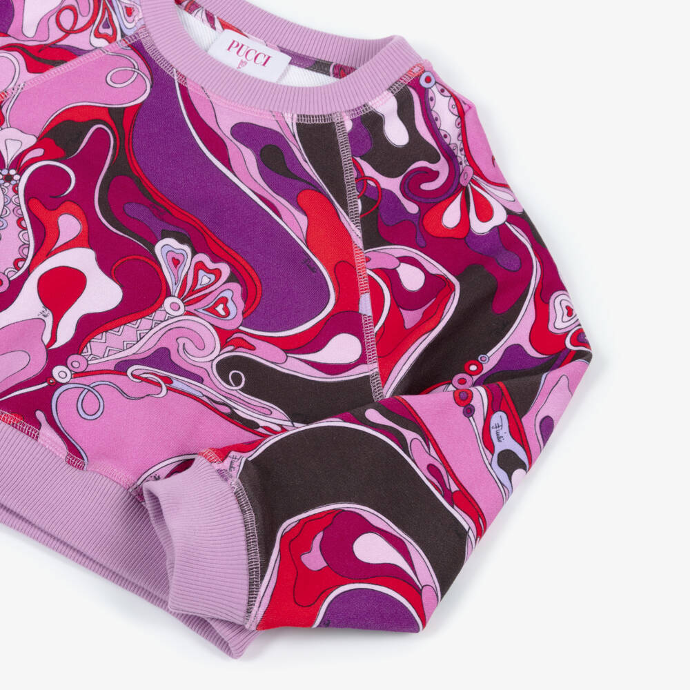 PUCCI-بلوزة بطبعة أوركيد قطن لون زهري للبنات | Childrensalon