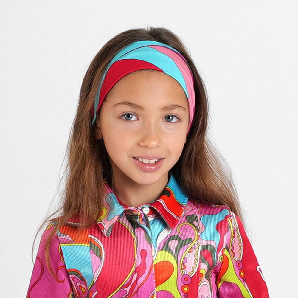 PUCCI-Girls Pink & Green Iride Print Headband | Childrensalon