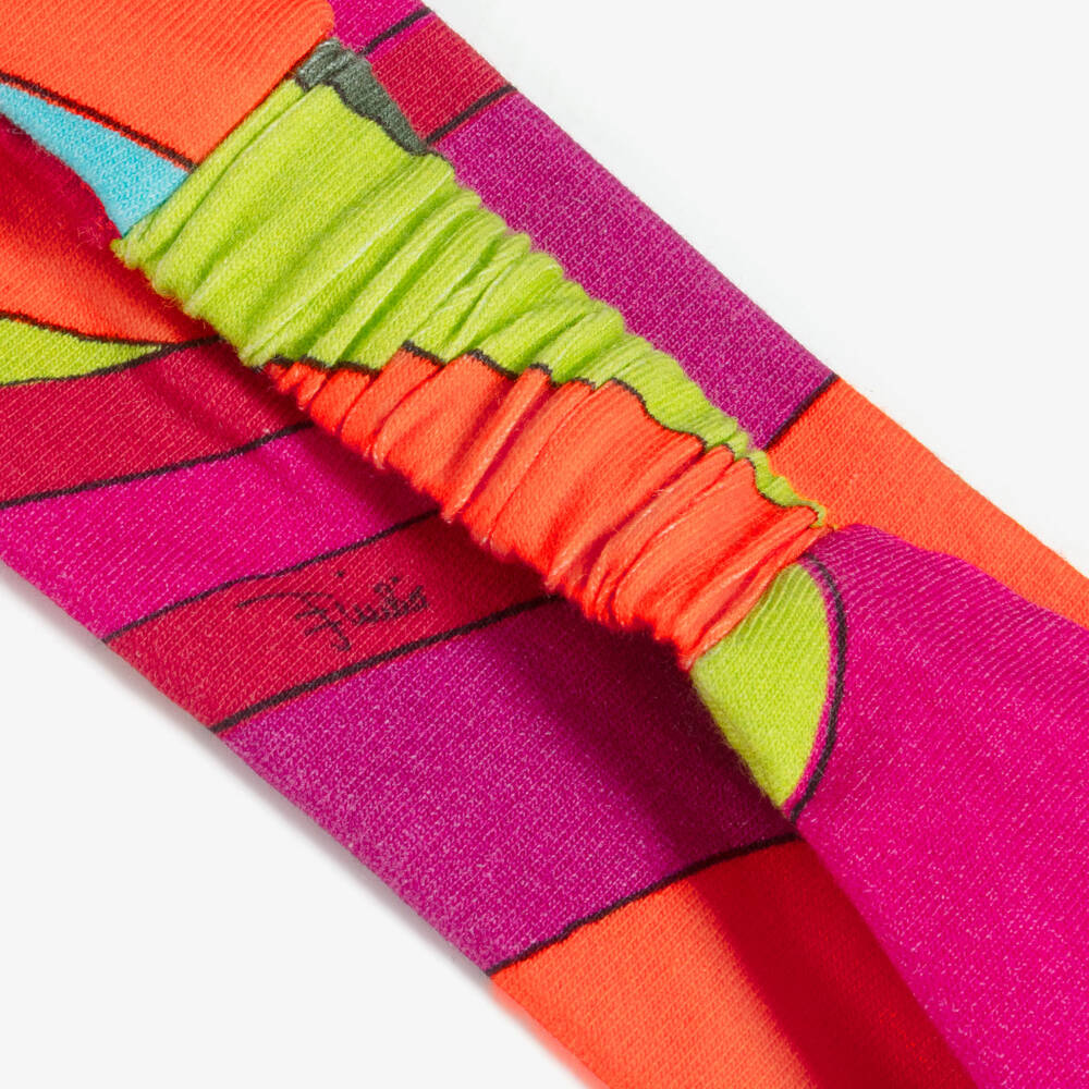 PUCCI-Girls Pink & Green Iride Print Headband | Childrensalon