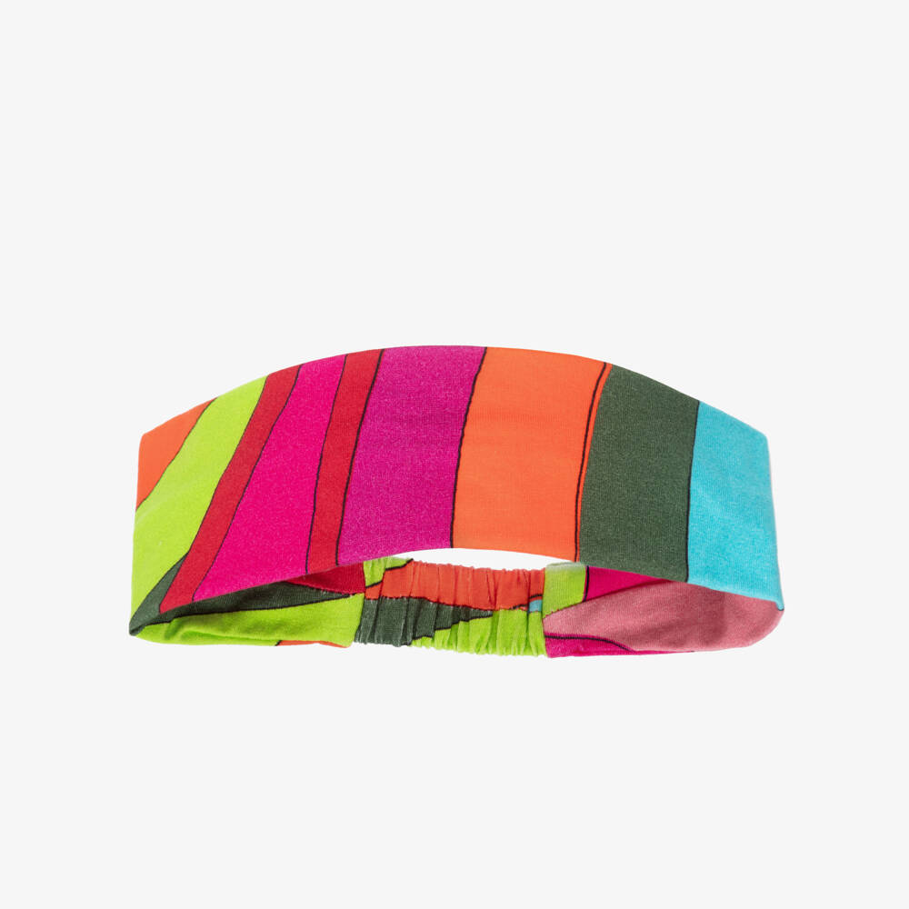 PUCCI-Girls Pink & Green Iride Print Headband | Childrensalon