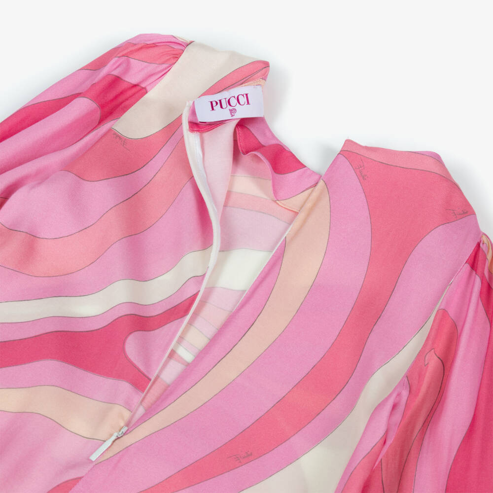 PUCCI-Платье розовое из вискозы с принтом Iride для девочек | Childrensalon