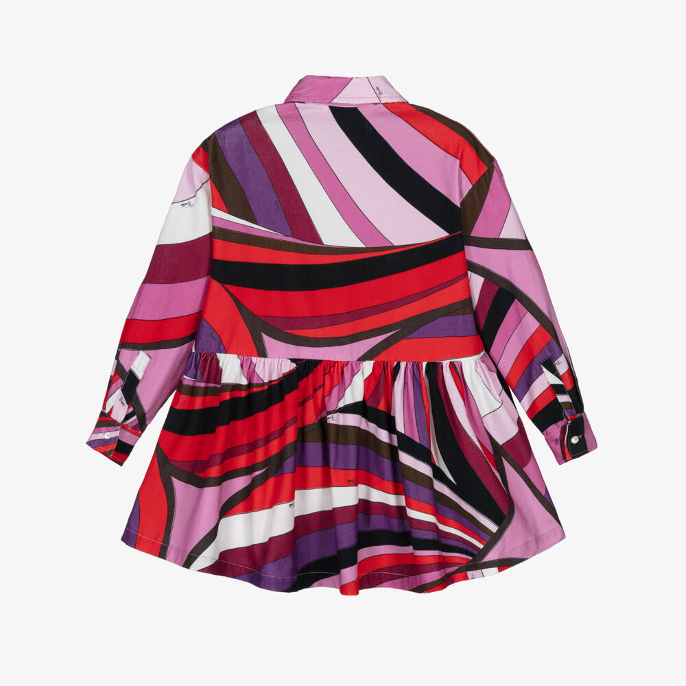 PUCCI-فستان نيدلكورد بطبعة ايريدي لون زهري للبنات  | Childrensalon