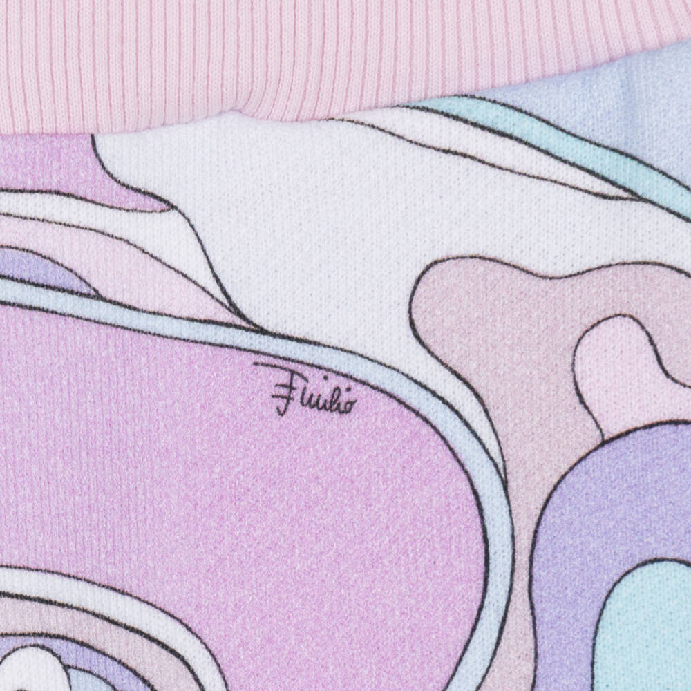 PUCCI-Girls Pink & Lavender Cotton Orchidee Joggers | Childrensalon