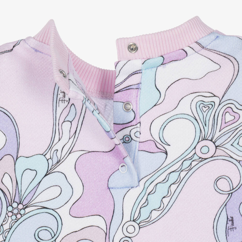 PUCCI-Girls Pink & Lavender Cotton Orchidee Sweatshirt | Childrensalon