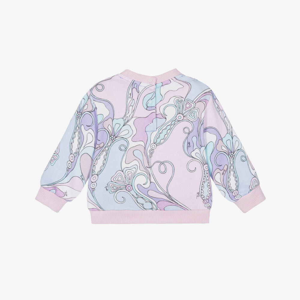 PUCCI-Girls Pink & Lavender Cotton Orchidee Sweatshirt | Childrensalon