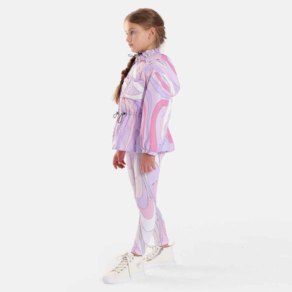 PUCCI-ليقنز بطبعة مارمو قطن لون زهري وليلكي للبنات | Childrensalon