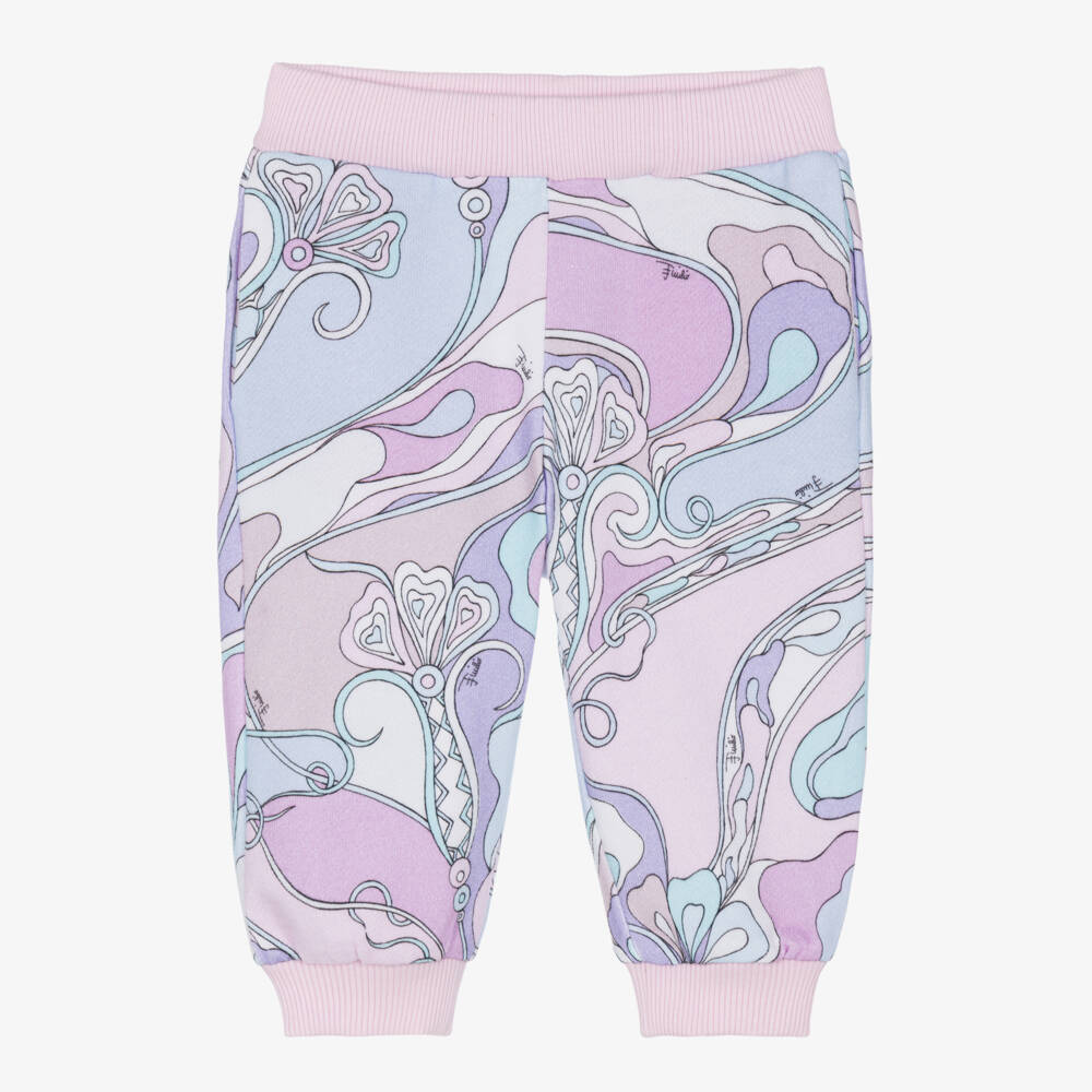 PUCCI-Girls Pink & Lilac Cotton Orchidee Joggers | Childrensalon