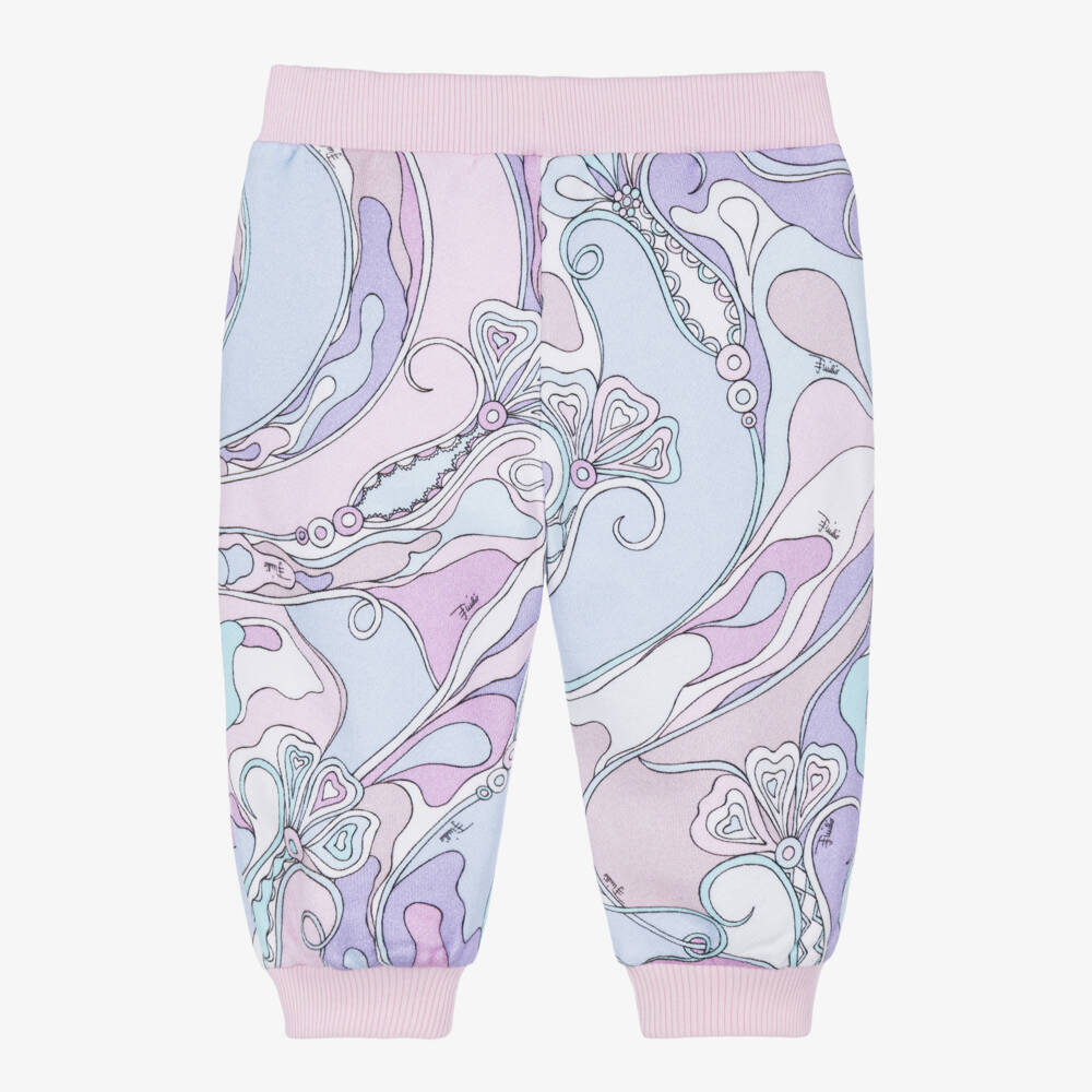 PUCCI-Girls Pink & Lilac Cotton Orchidee Joggers | Childrensalon