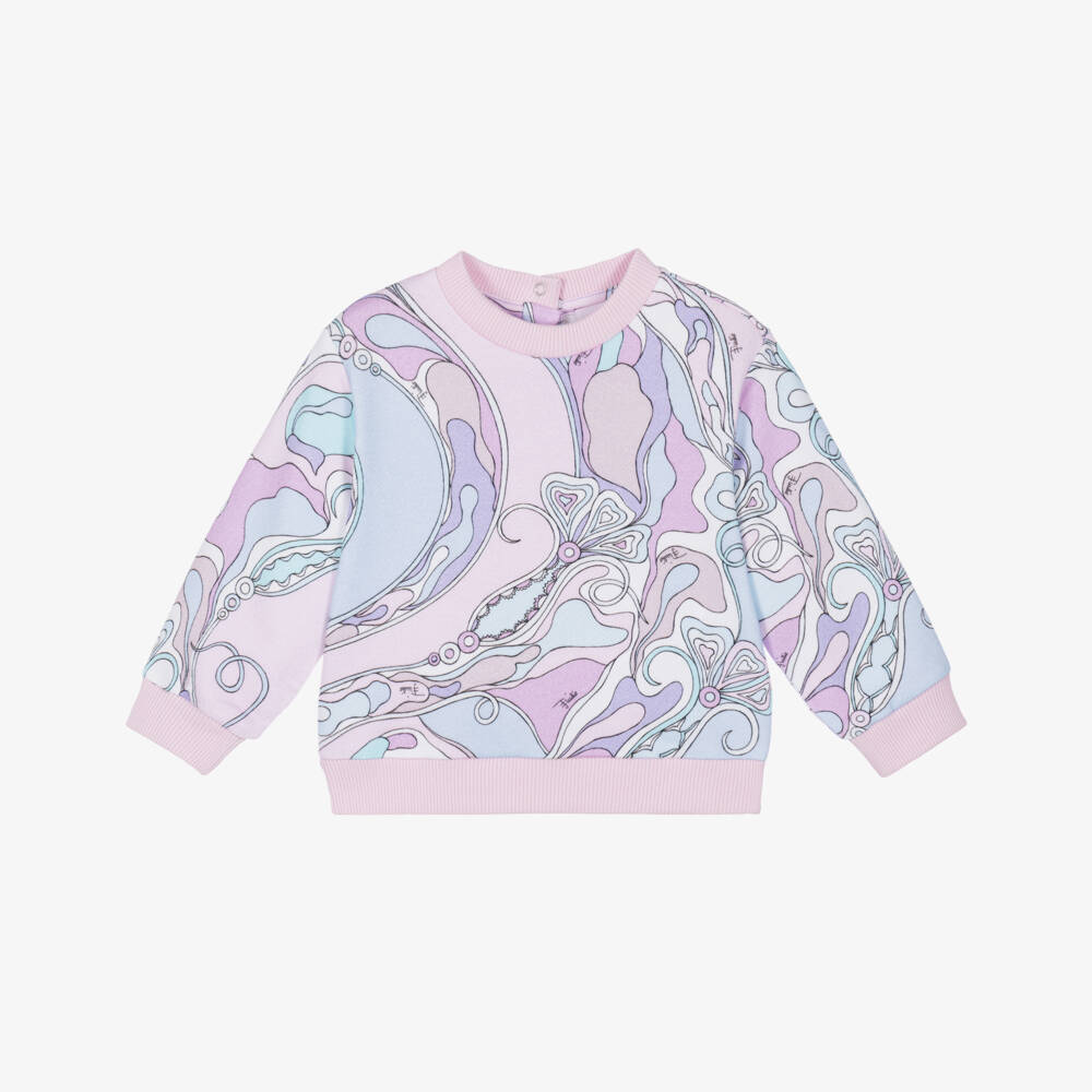 PUCCI-Girls Pink & Lilac Cotton Orchidee Sweatshirt | Childrensalon
