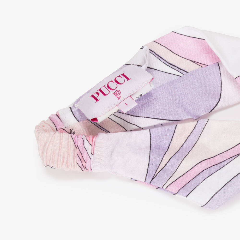 PUCCI-Girls Pink & Lilac Marmo Cotton Headband | Childrensalon