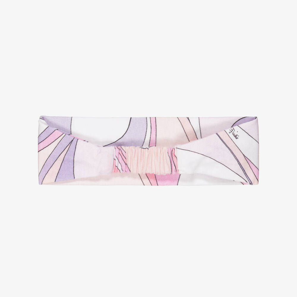 PUCCI-Girls Pink & Lilac Marmo Cotton Headband | Childrensalon