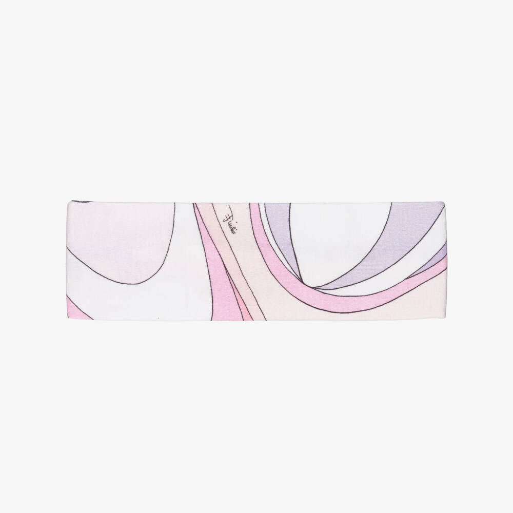 PUCCI-Girls Pink & Lilac Marmo Cotton Headband | Childrensalon
