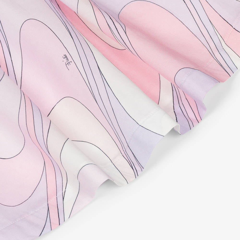PUCCI-Girls Pink & Lilac Onde Print Cotton Dress | Childrensalon