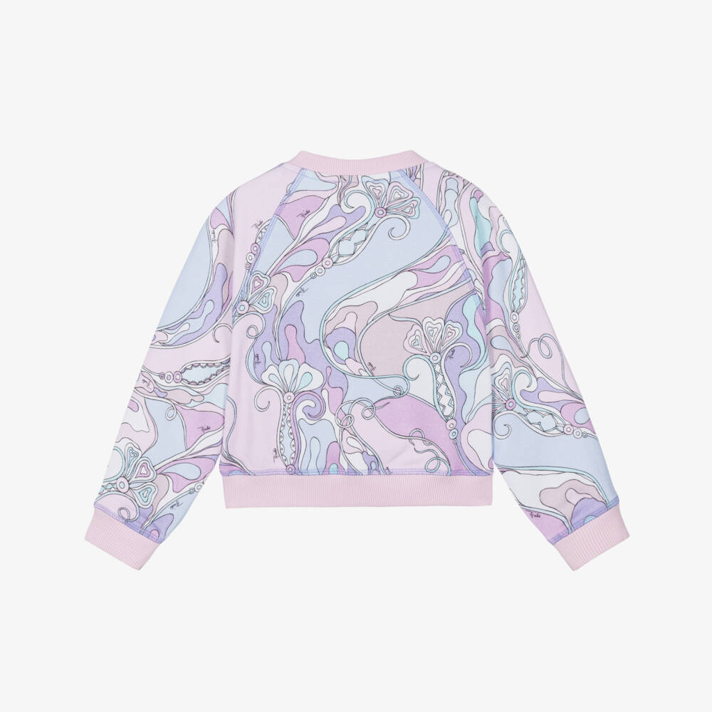 PUCCI-Girls Pink & Lilac Orchidee Raglan Sweatshirt | Childrensalon