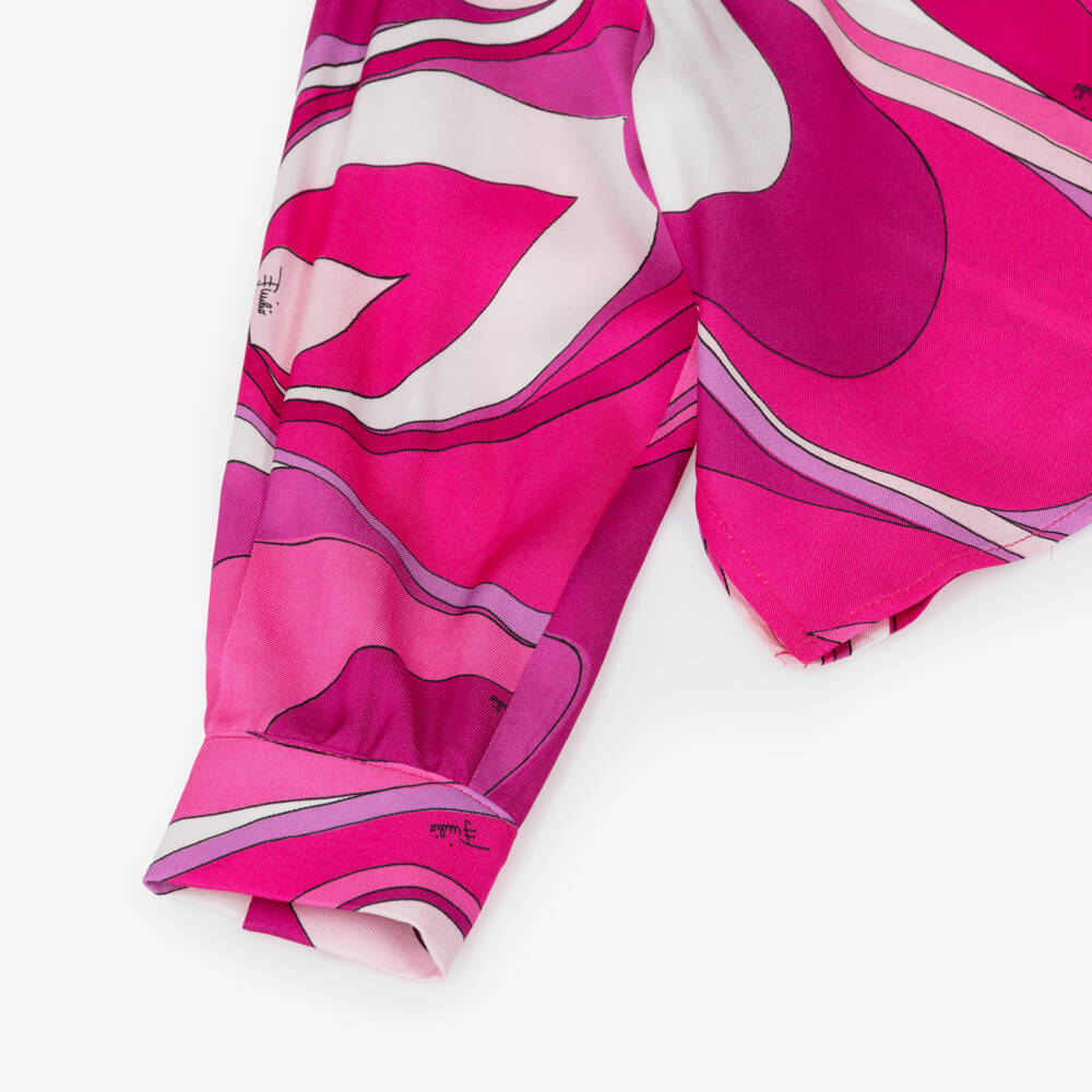 PUCCI-Girls Pink Marmo Print Blouse | Childrensalon