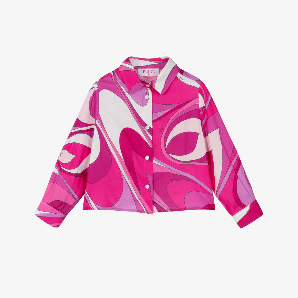 PUCCI-Girls Pink Marmo Print Blouse | Childrensalon