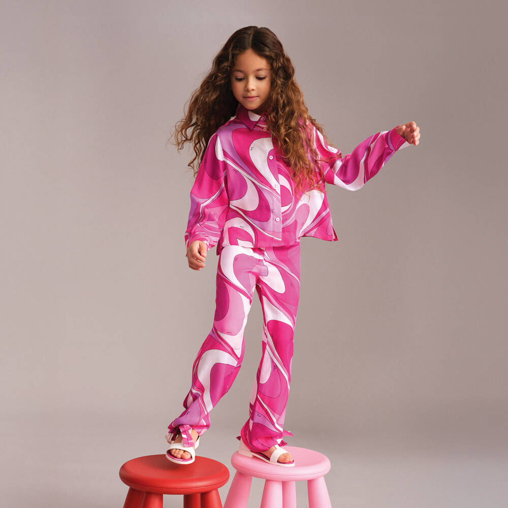 PUCCI-Girls Pink Marmo Print Blouse | Childrensalon