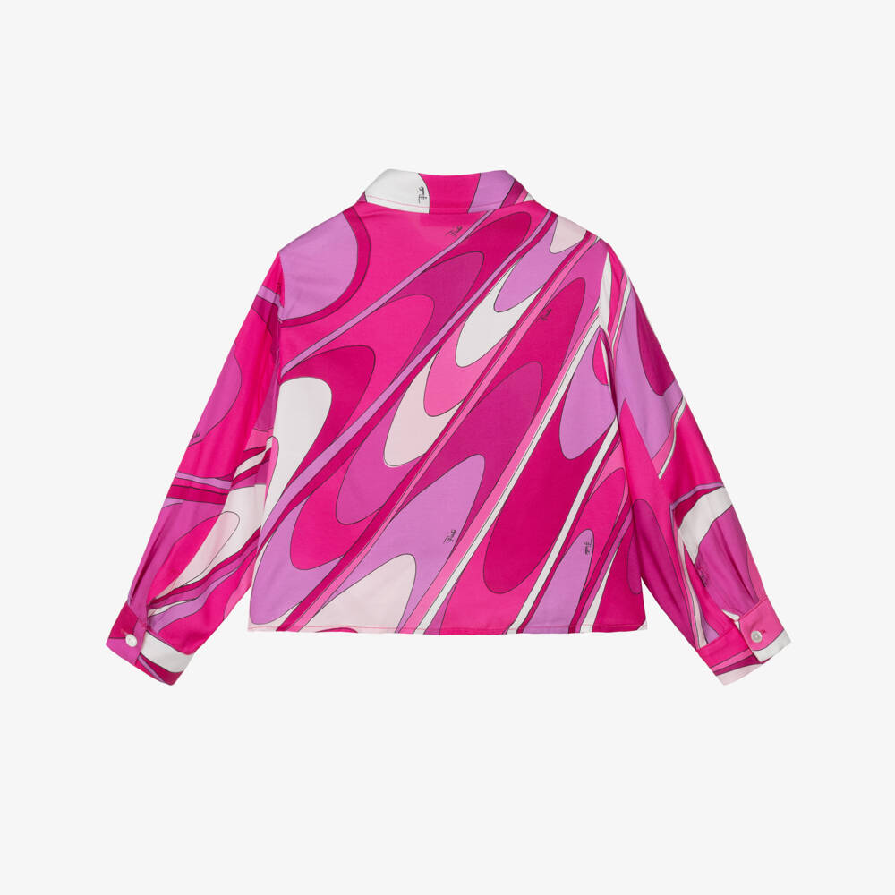 PUCCI-Girls Pink Marmo Print Blouse | Childrensalon