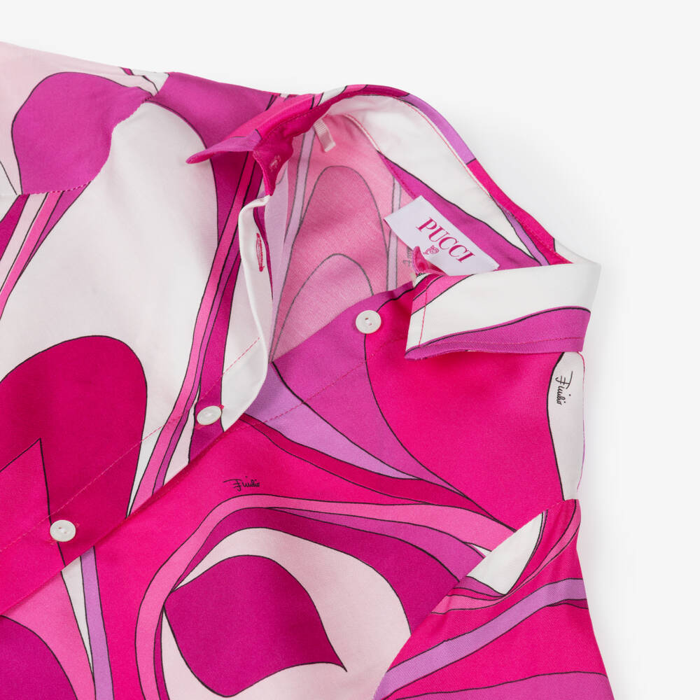 PUCCI-Girls Pink Marmo Print Blouse | Childrensalon