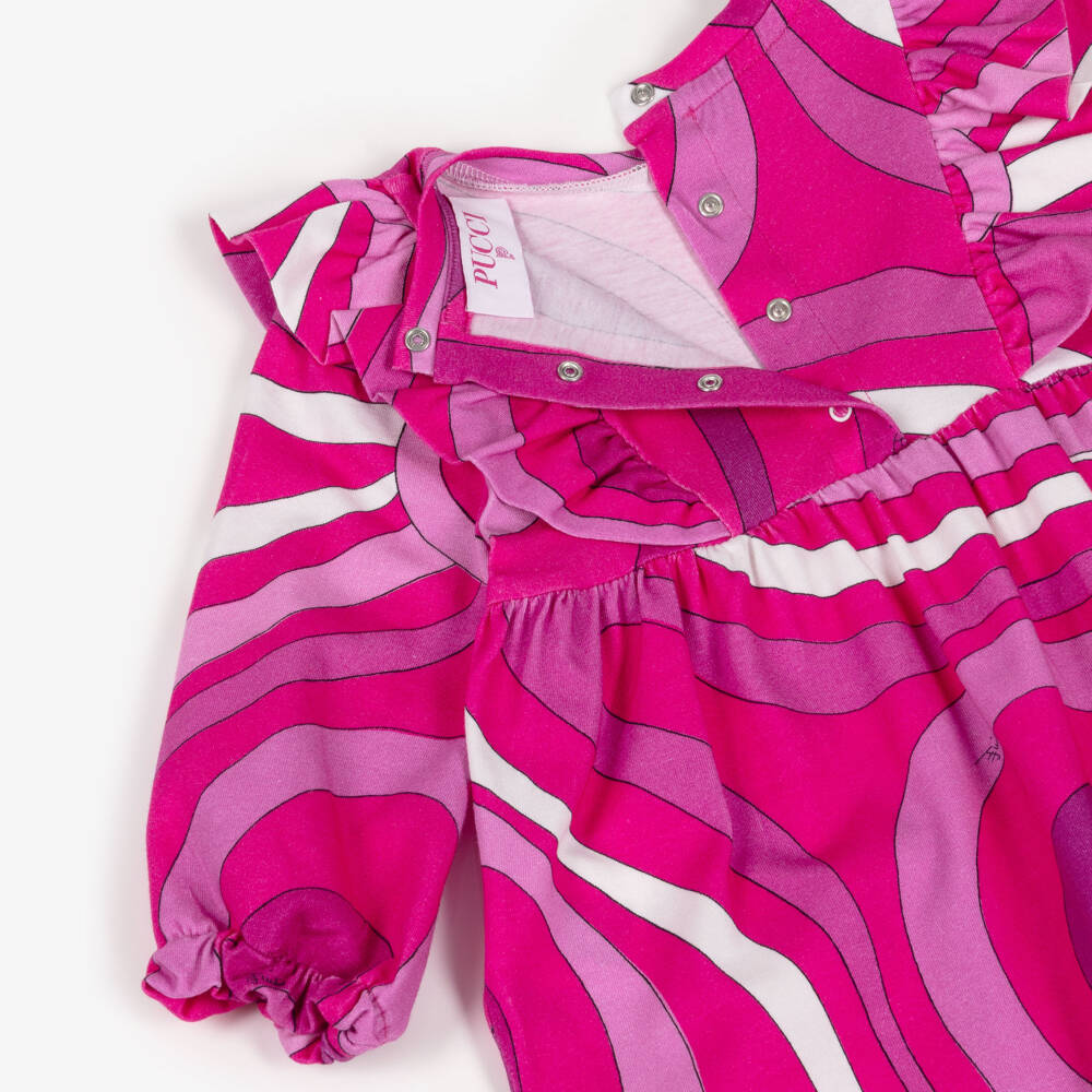 PUCCI-Girls Pink Marmo Print Cotton Babysuit Gift Set | Childrensalon