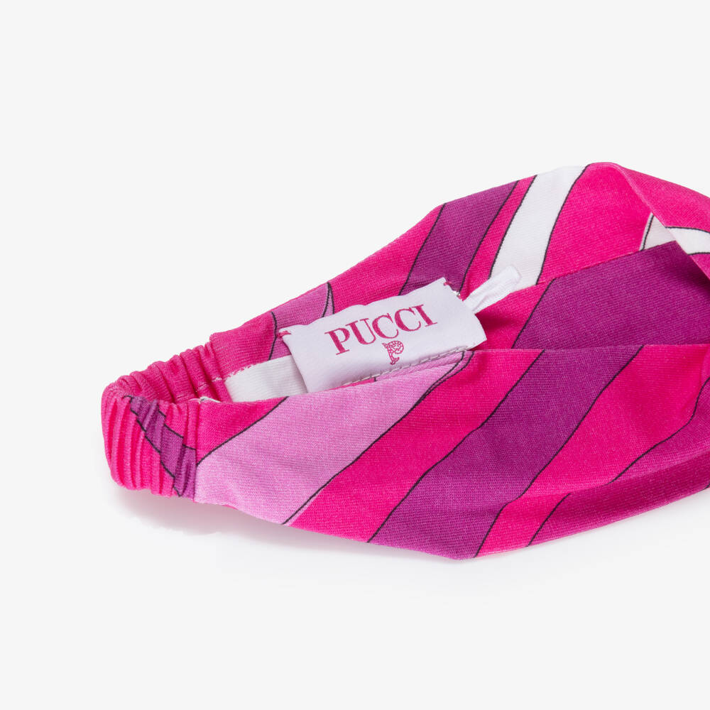 PUCCI-Girls Pink Marmo Print Cotton Headband | Childrensalon