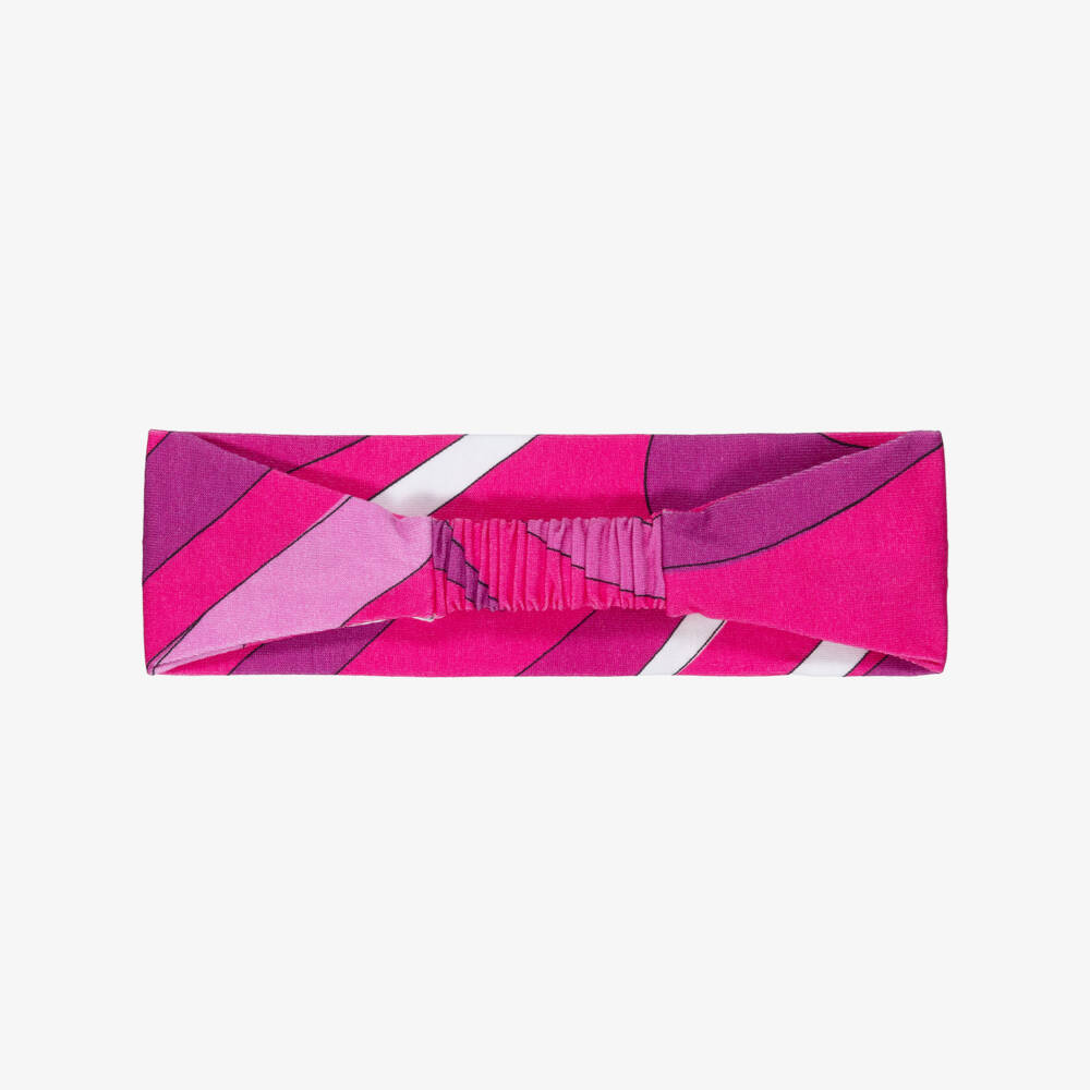 PUCCI-Girls Pink Marmo Print Cotton Headband | Childrensalon