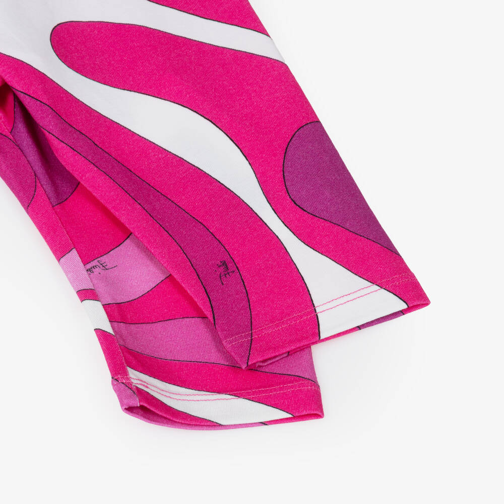 PUCCI-Girls Pink Marmo Print Cotton Leggings  | Childrensalon