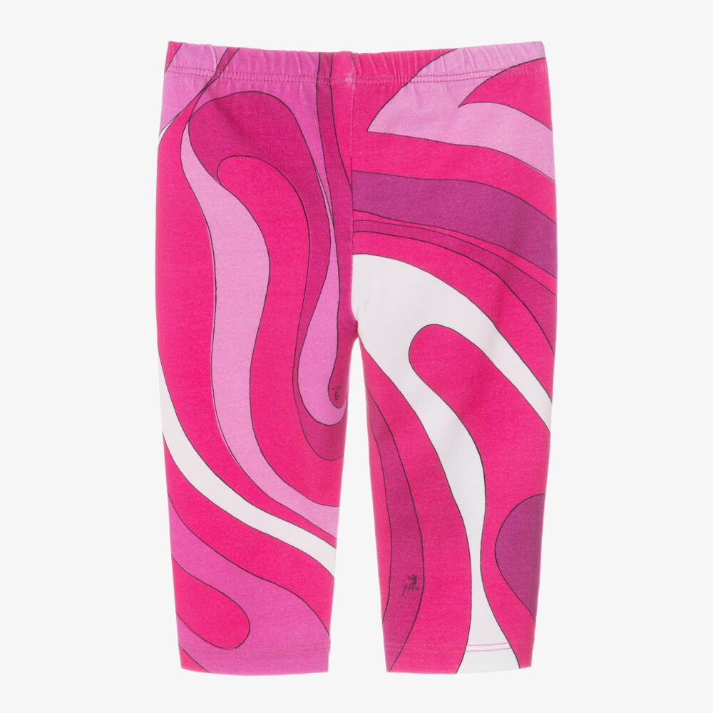 PUCCI-Girls Pink Marmo Print Cotton Leggings  | Childrensalon