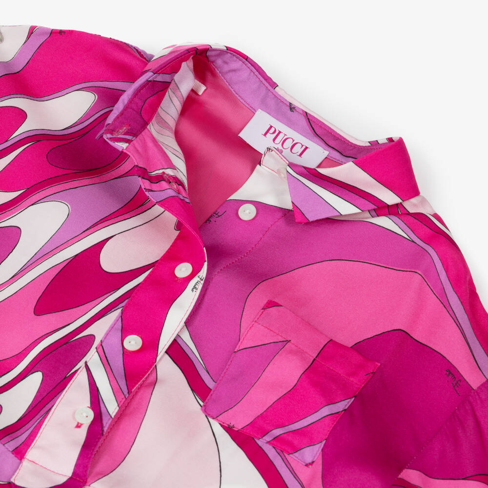 PUCCI-Girls Pink Marmo Print Shirt Dress | Childrensalon