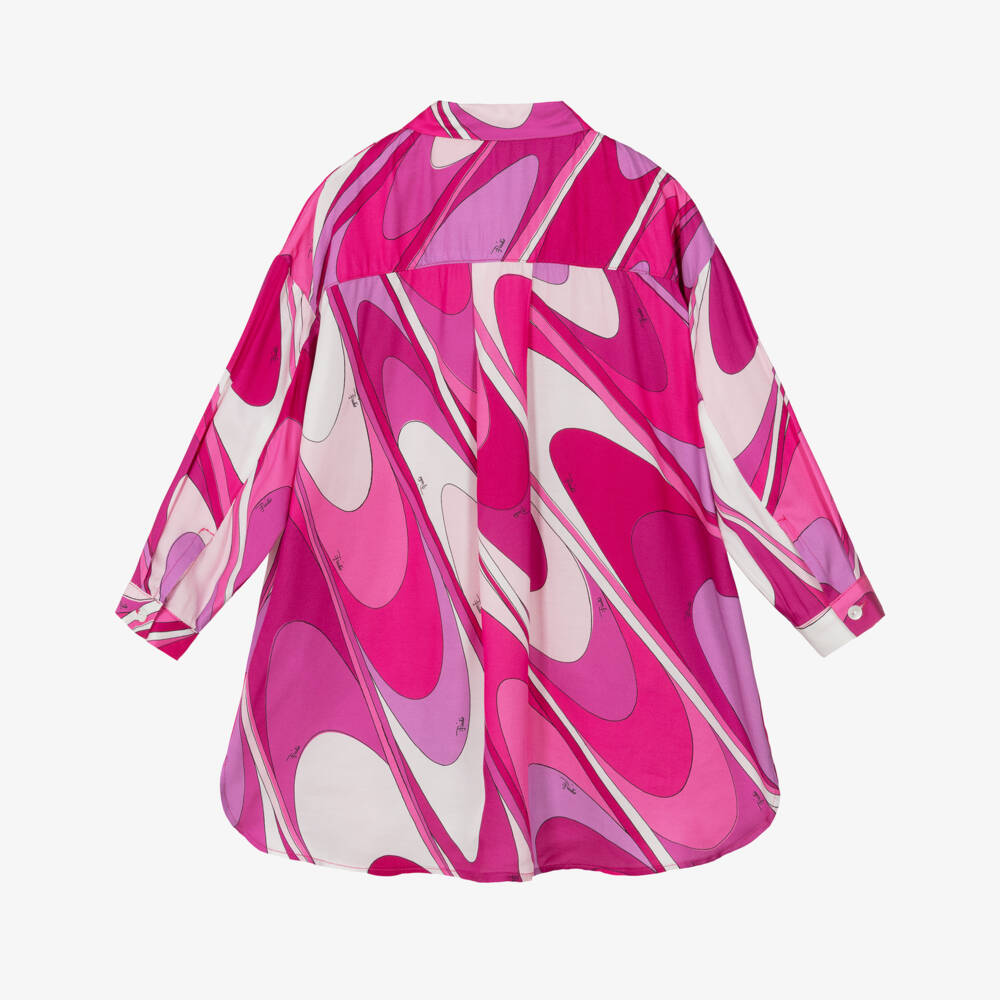 PUCCI-Girls Pink Marmo Print Shirt Dress | Childrensalon