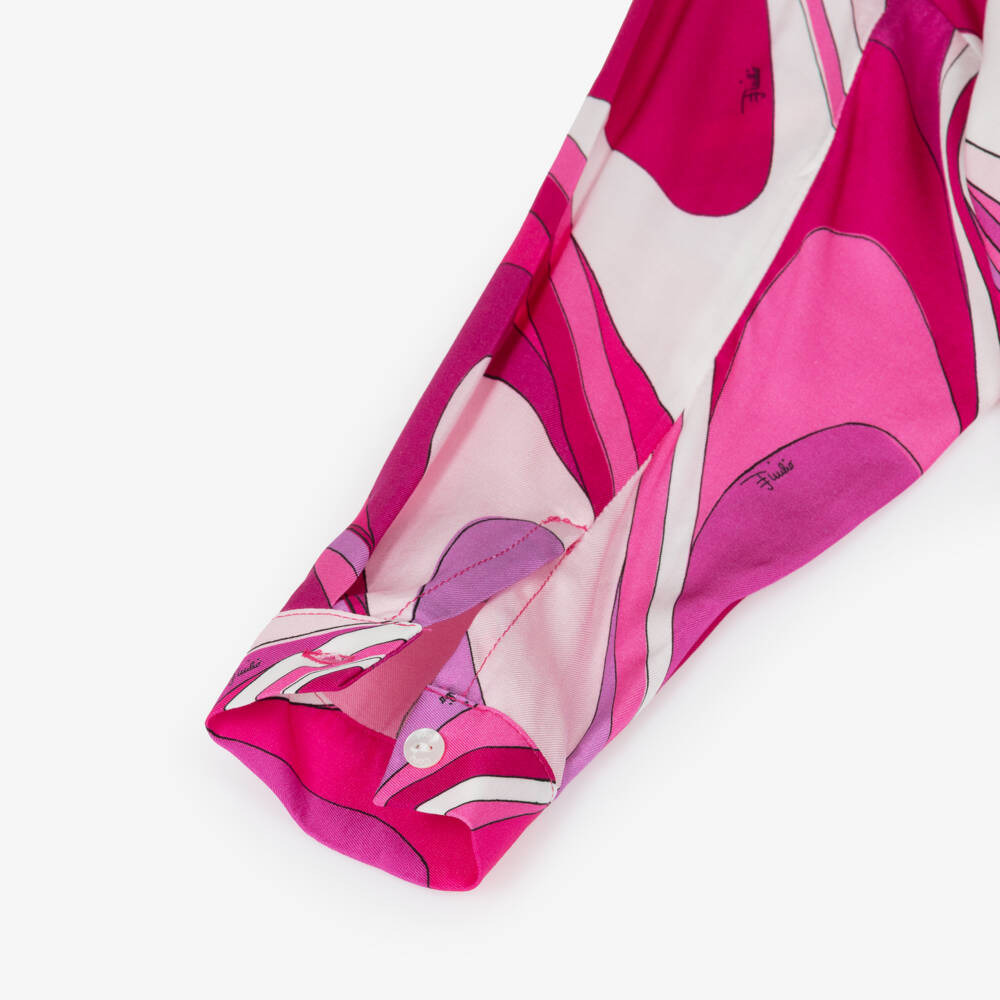 PUCCI-Girls Pink Marmo Print Shirt Dress | Childrensalon